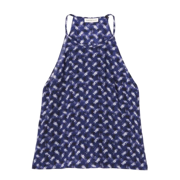 NWT $225 Rebecca Taylor Sleeveless Cris Cross tank top. 100% Silk. Blue. Size 10 - Picture 5 of 9